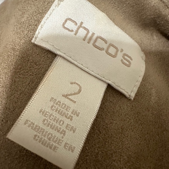 Chico’s Womens Faux Suede Moto Zip Front Vest Fringe Detail Tan Size 2 (L) - Picture 3 of 4